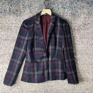 Express Plaid Blazer - Navy and Burgundy